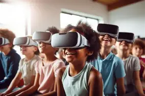 Child experiencing educational VR