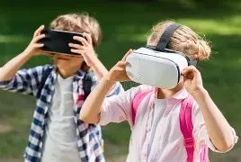 Kids enjoying VR learning